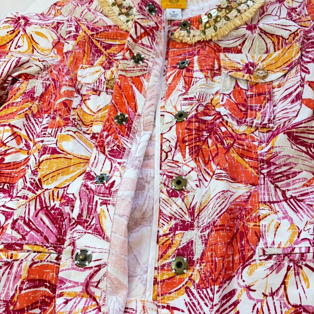 Ruby Rd Snap Front Jacket Island Tropical Raffia … - image 10